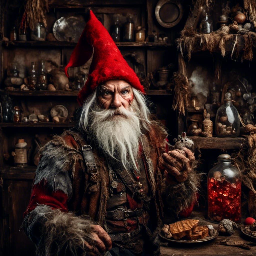 Gnome Barbarian Portrait in Scandinavian Cottage
