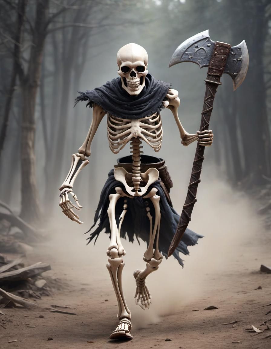 Skeleton Battle Master Charging with Axe