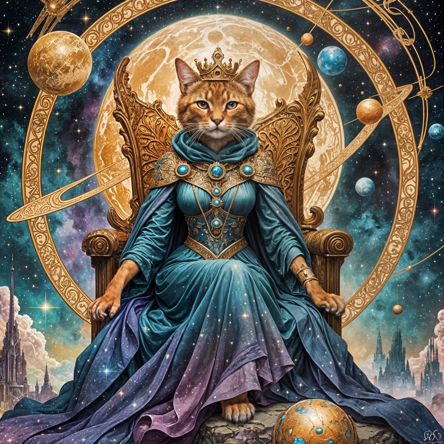 Abyssinian Cat Queen Rules Celestial Kingdom
