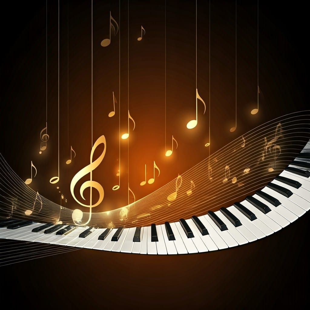 Music Notes Fill Room in Post-Modern Style