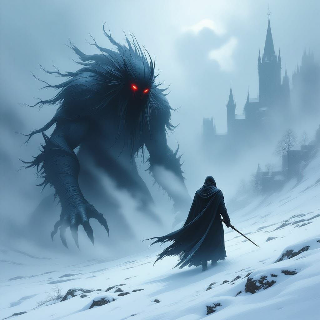 Sinister Night Walker in Dark Landscape