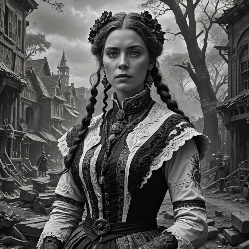 Monochrome Portrait in 1860s Style