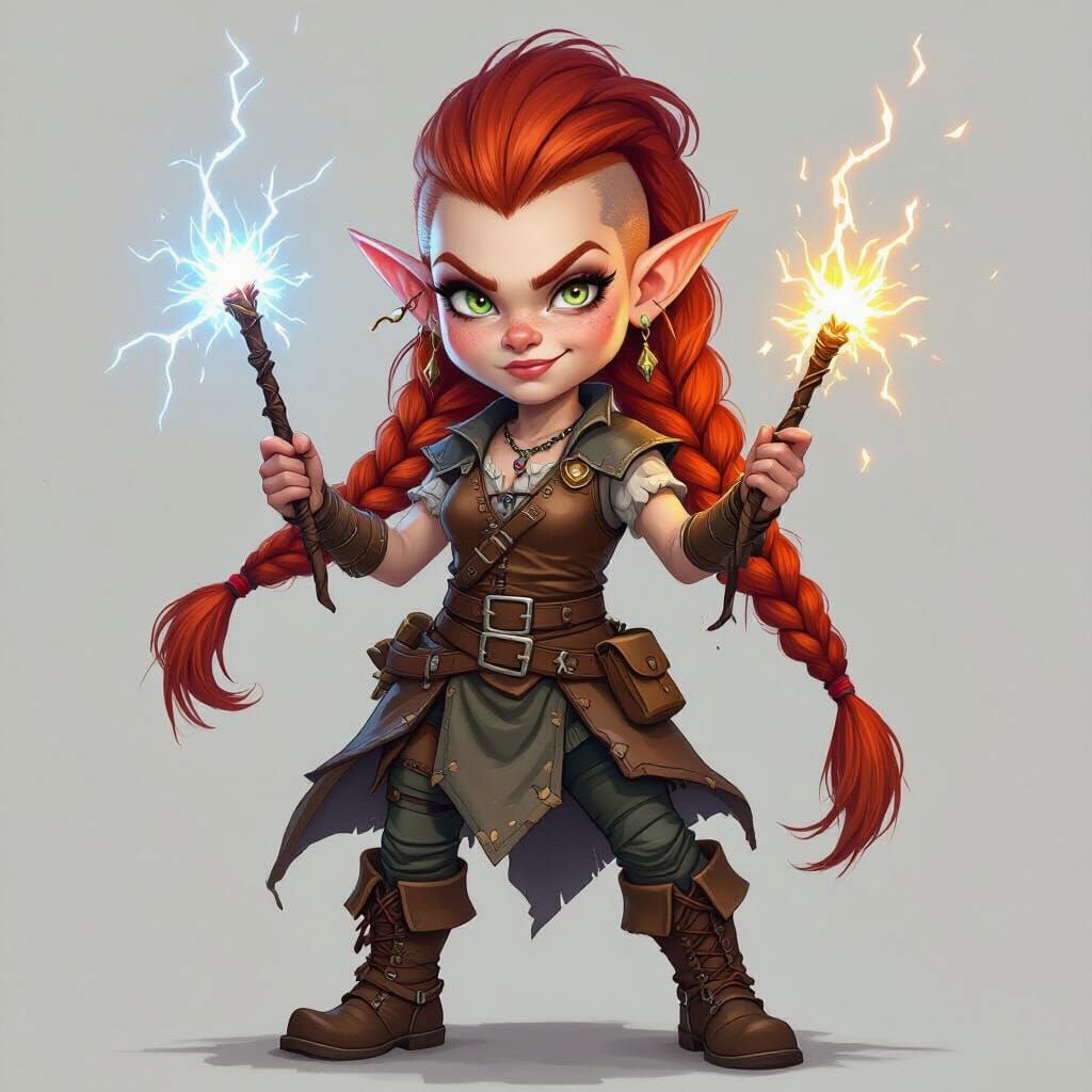 Mischievous Gnome Trickster with Misfiring Wand