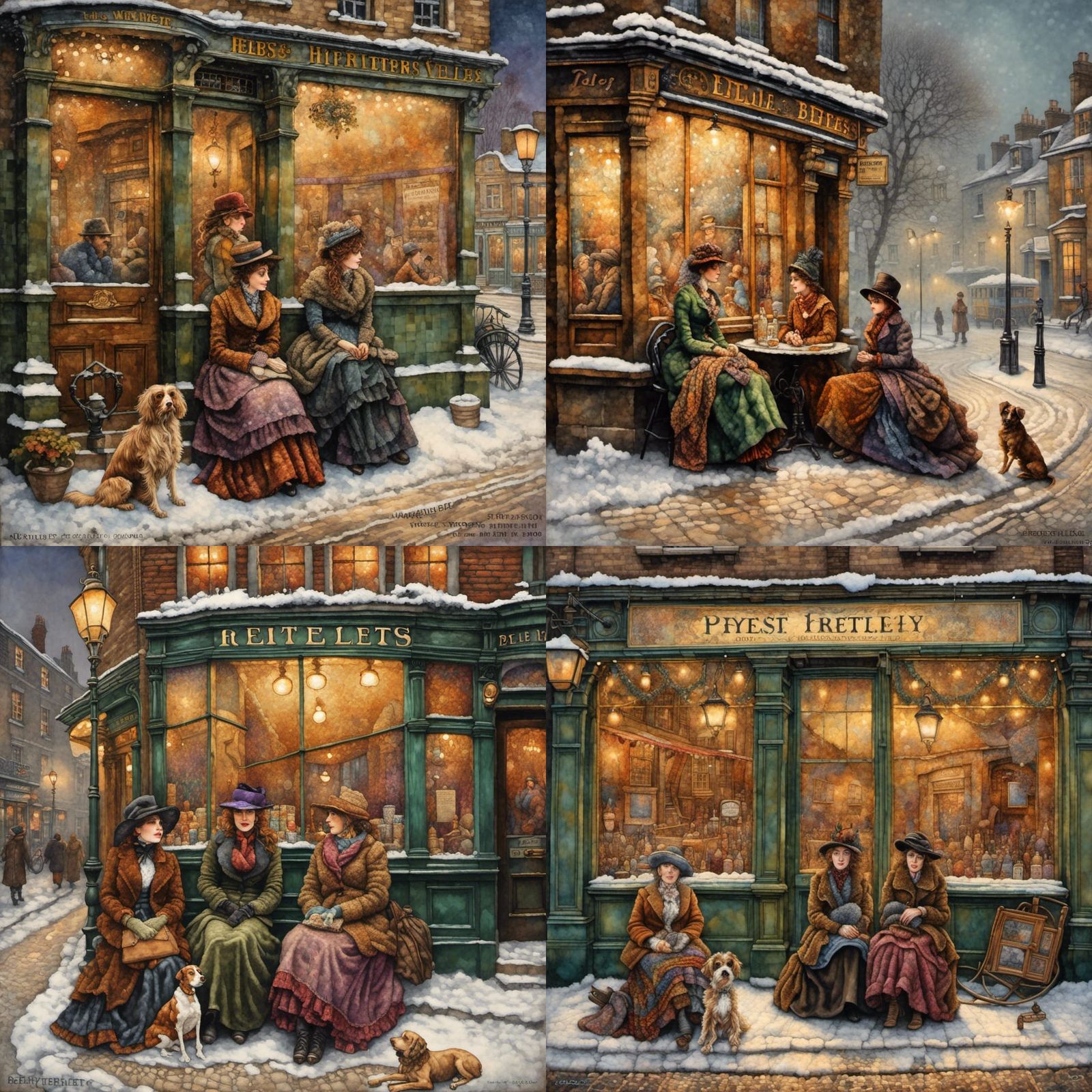 Victorian Ladies Outside Public House in Winter