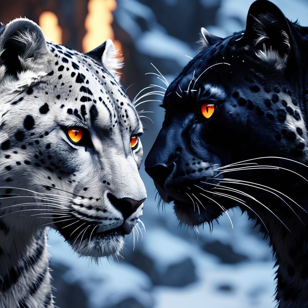 Black Panther & Snow Leopard Yin-Yang Art