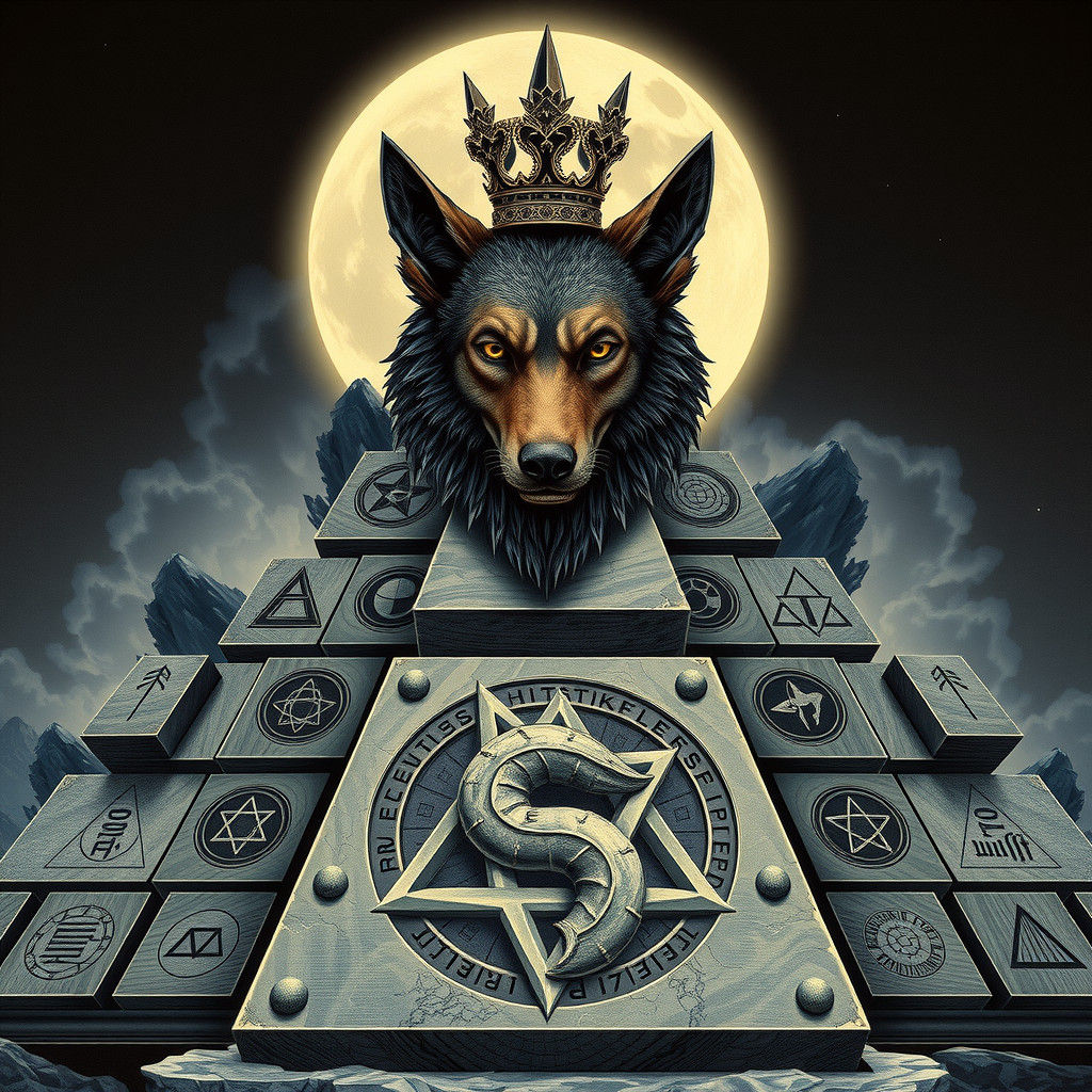 Illuminati Wolf Head in Biomechanical Style