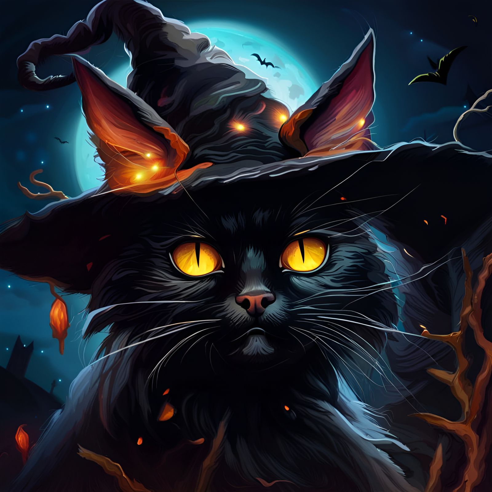 Halloween Black Cat Witch