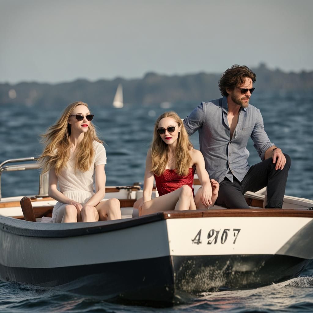 Amanda Seyfried and Amanda Seyfried and some guy on a boat