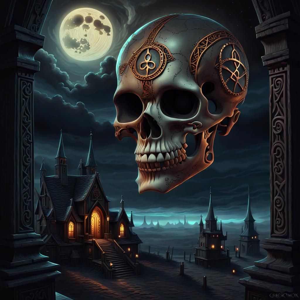 Gothic Wizard with Runic Symbols in Dark Fantasy