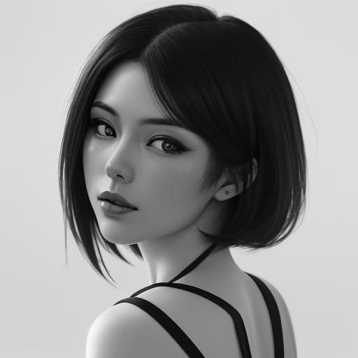 Gorgeous Japanese Model Portrait in Black and White