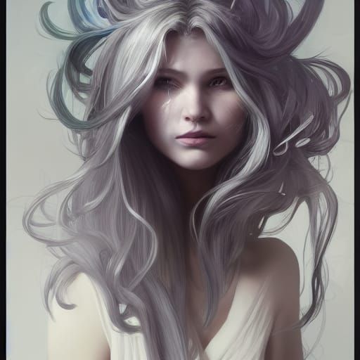 Silver-Haired Forest Guardian: Hyperdetailed Portrait