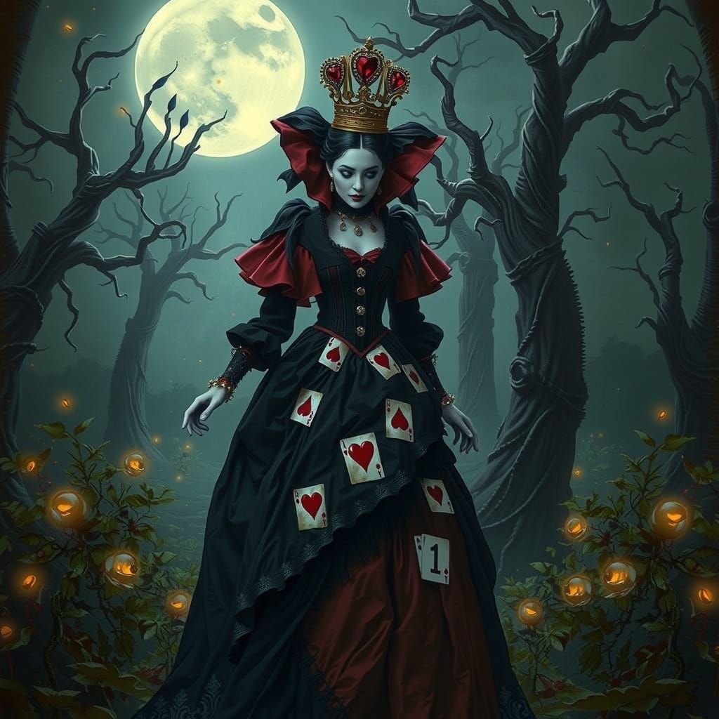 Queen of Hearts in a Dark Victorian Fantasy