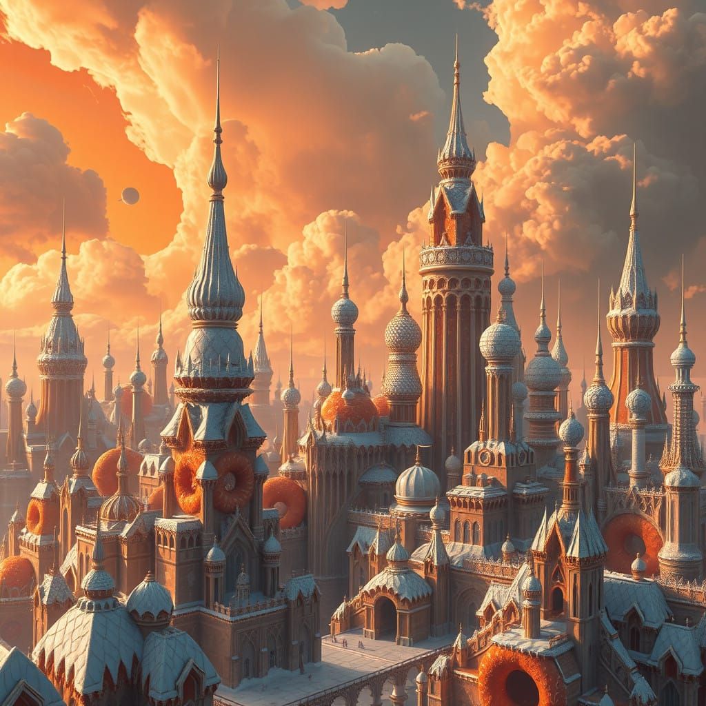 Fantastical Donut Metropolis in Vibrant, Surreal Colors