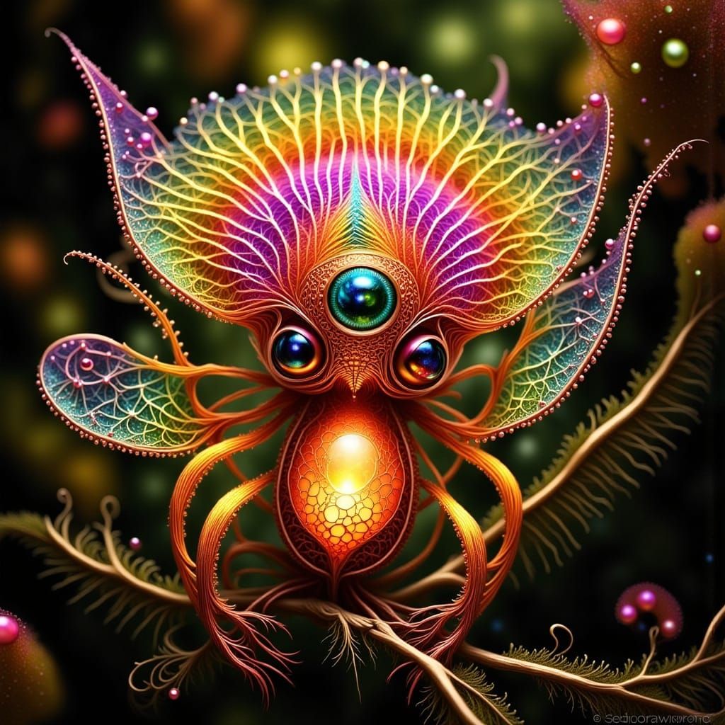 Intricate Copper Wire Fairy Creature with Wings