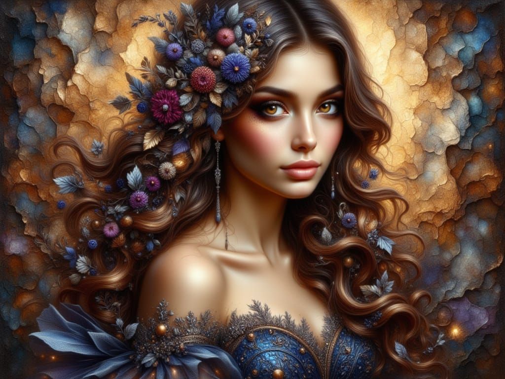 Glamorous Portrait of a Woman in Velvet Gown