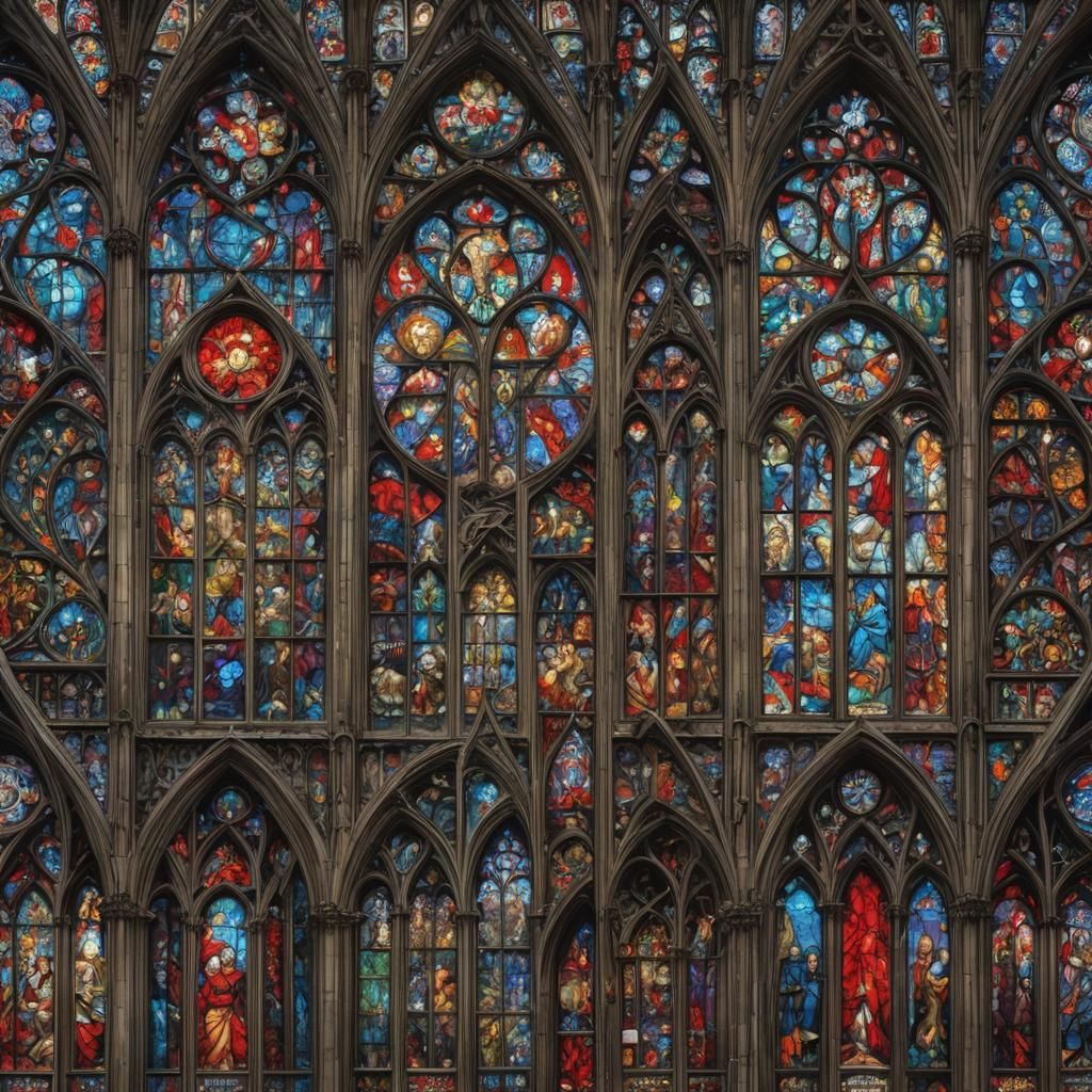 Gothic Stained Glass Depicting Great Chaos