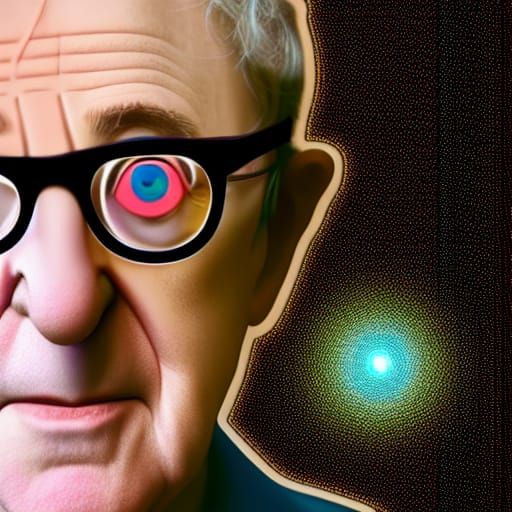 Woody Allen as AI in Matrix, Amaringo Style
