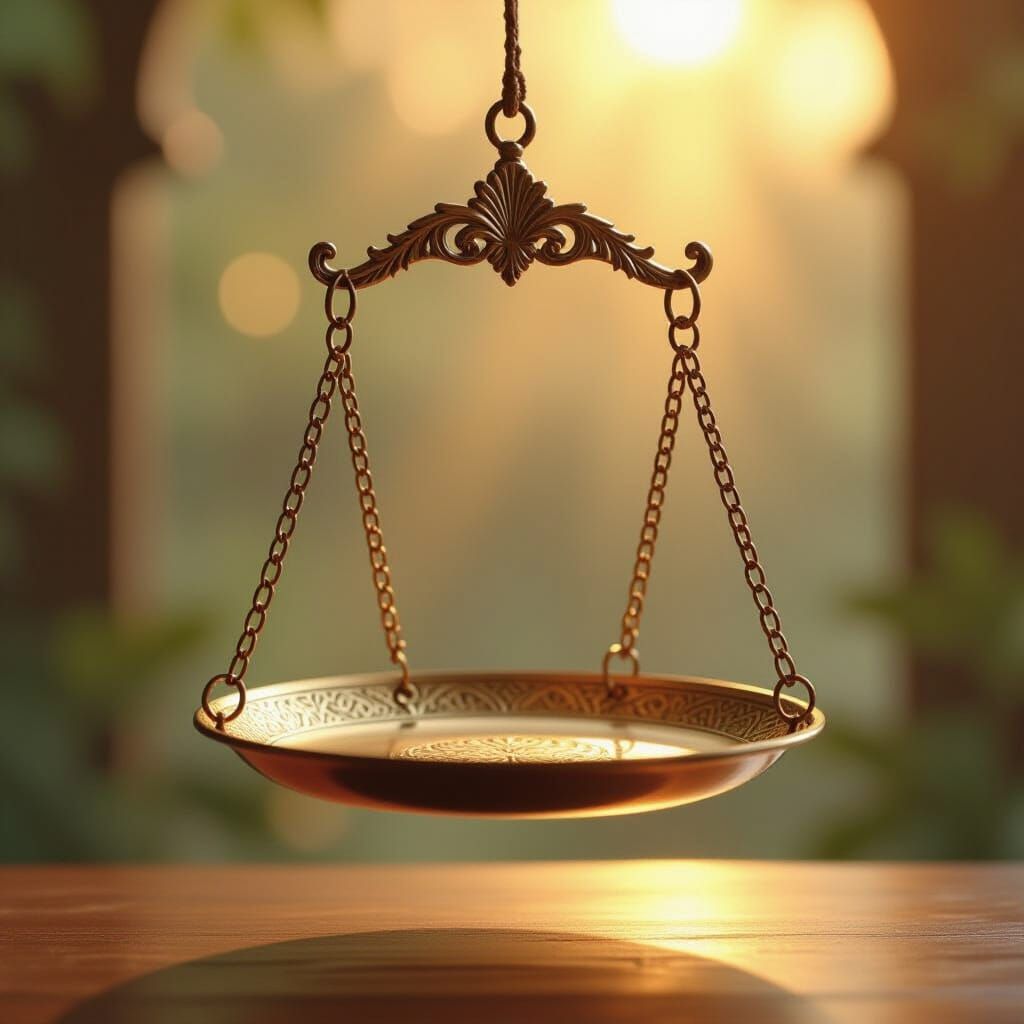 Ornate Scale Suspended in Golden Light