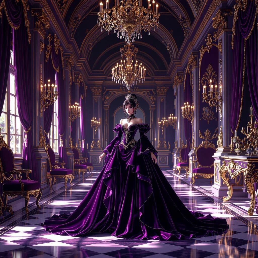 Baroque Interior in Dominant Purple Hues