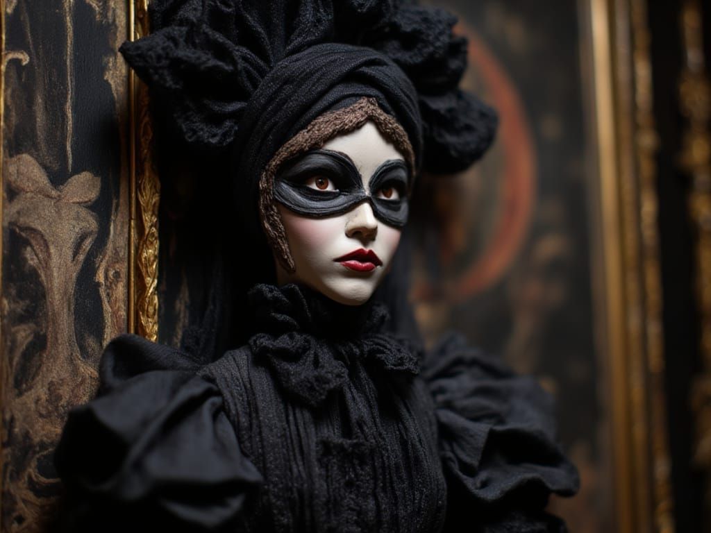 Gothic Girl in Ornate Frame, Dark & Mysterious Ambiance