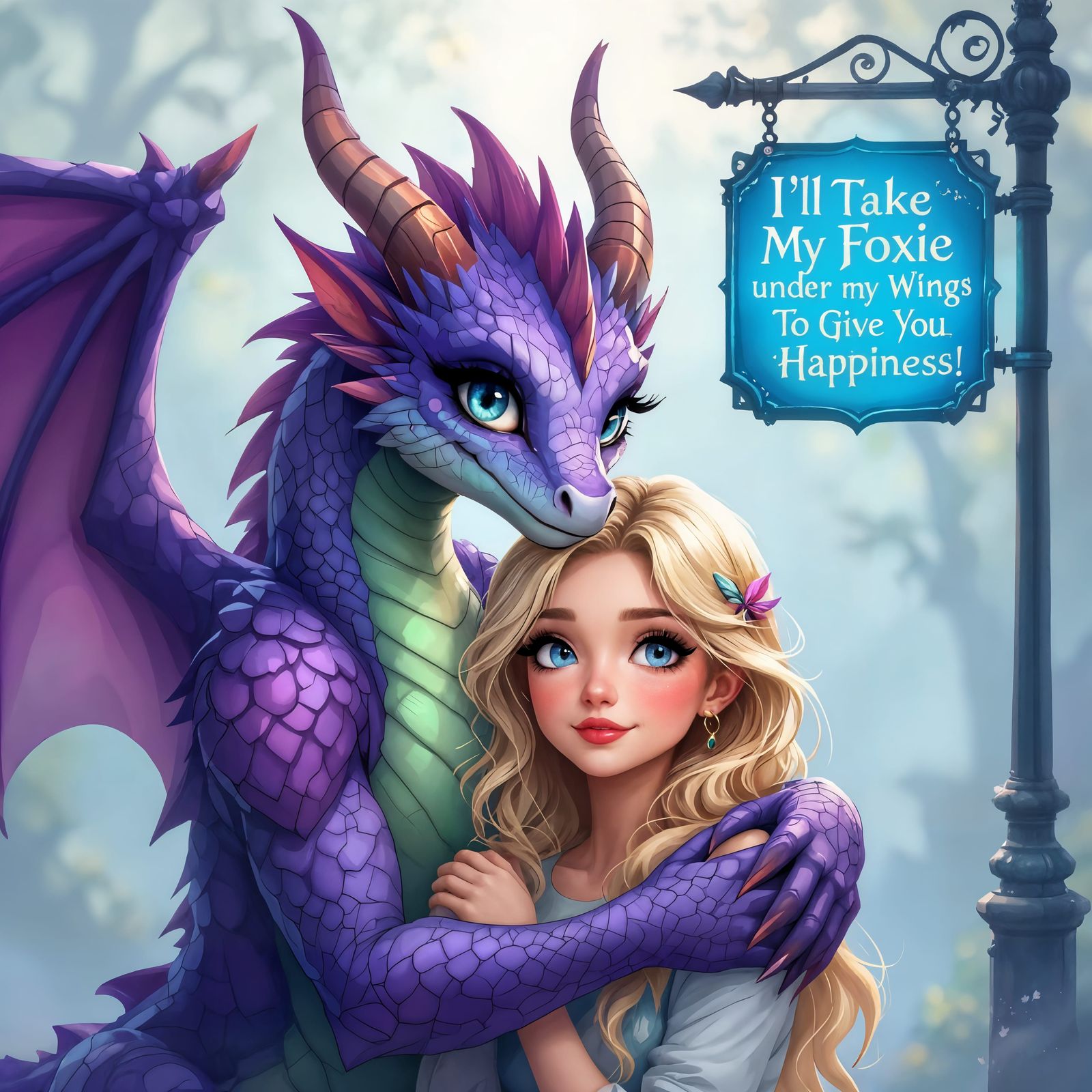 Dragon Comforts Human: A Heartwarming Digital Art Scene