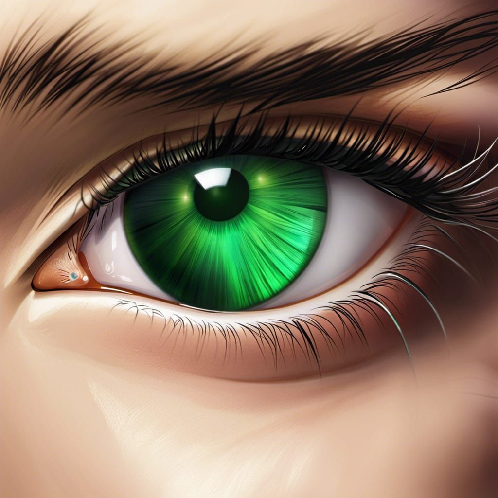 Emerald Cat's Eye Close-up in Anime Style
