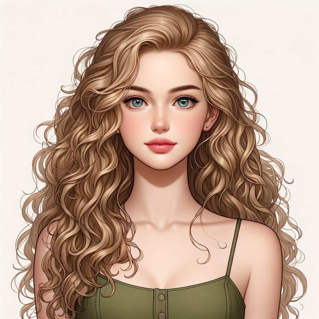 A Young Woman with Long Golden Hair and Soft Features