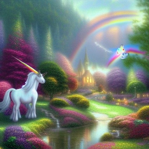 Rainbow Unicorns' Coffee Serenade: Ethereal Fantasy