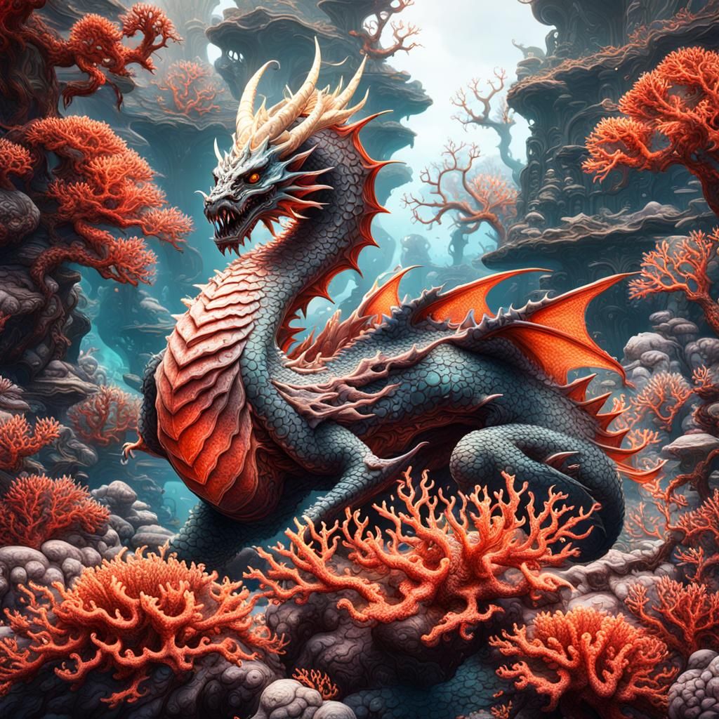 Fantastical Coral Dragon Concept Art