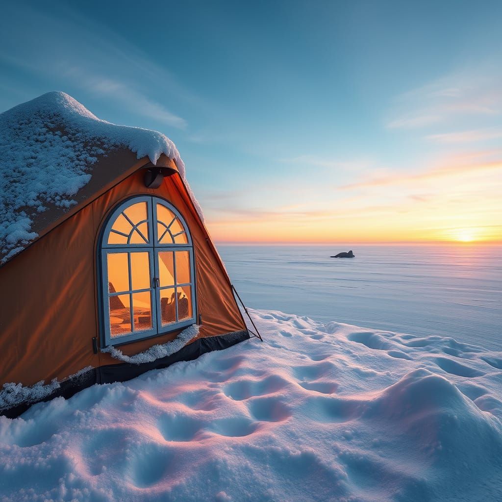 Winter Wonderland Scene in Vibrant, Fantastical Style