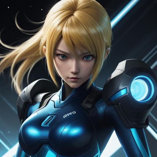 Samus Aran in Zero Suit, Sci-Fi Anime Art