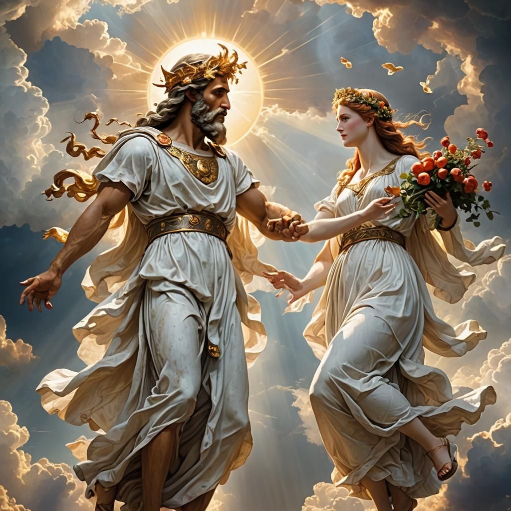 Zeus and persephone play with the fates of men