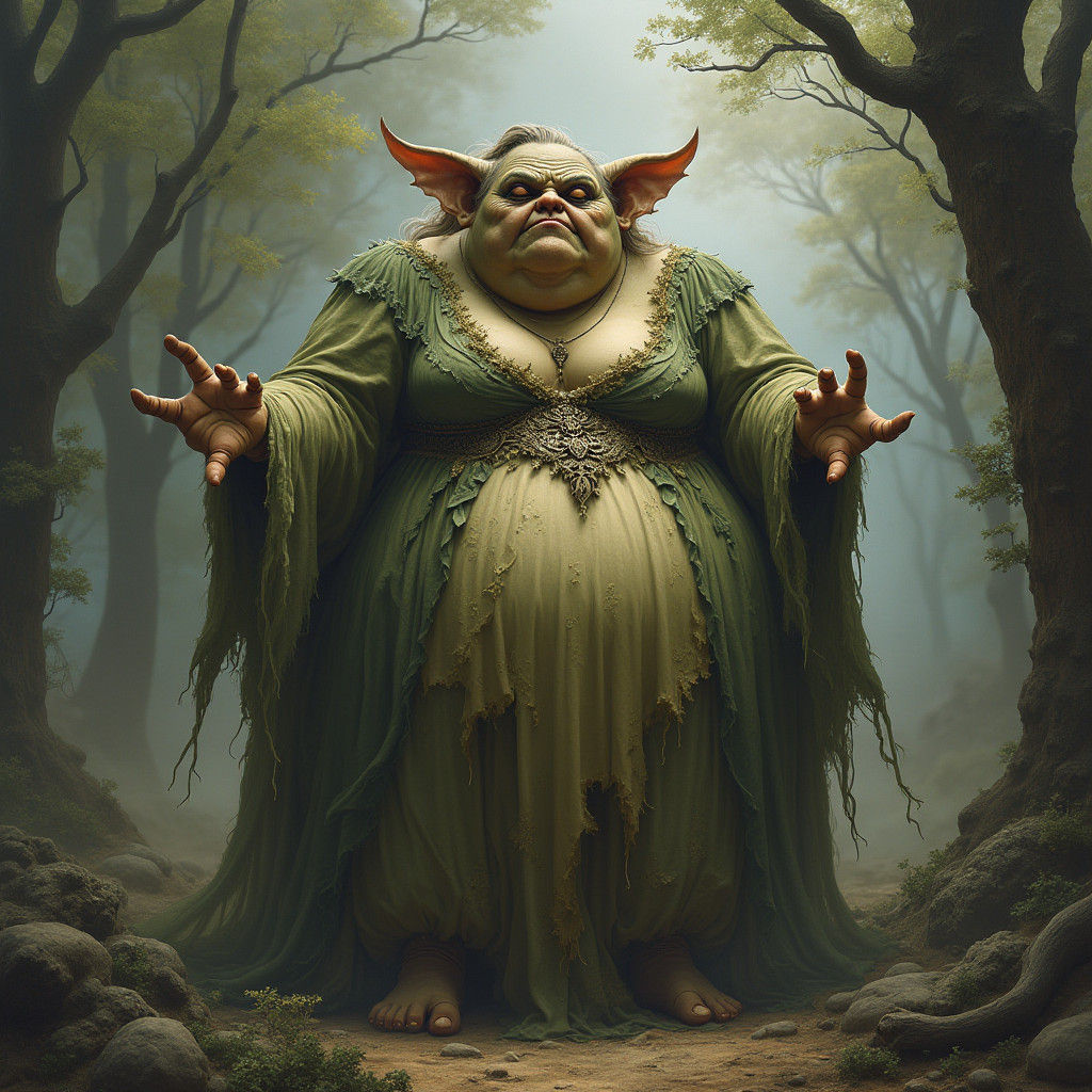 Ethereal Ogre in a Thomas Kinkade Style