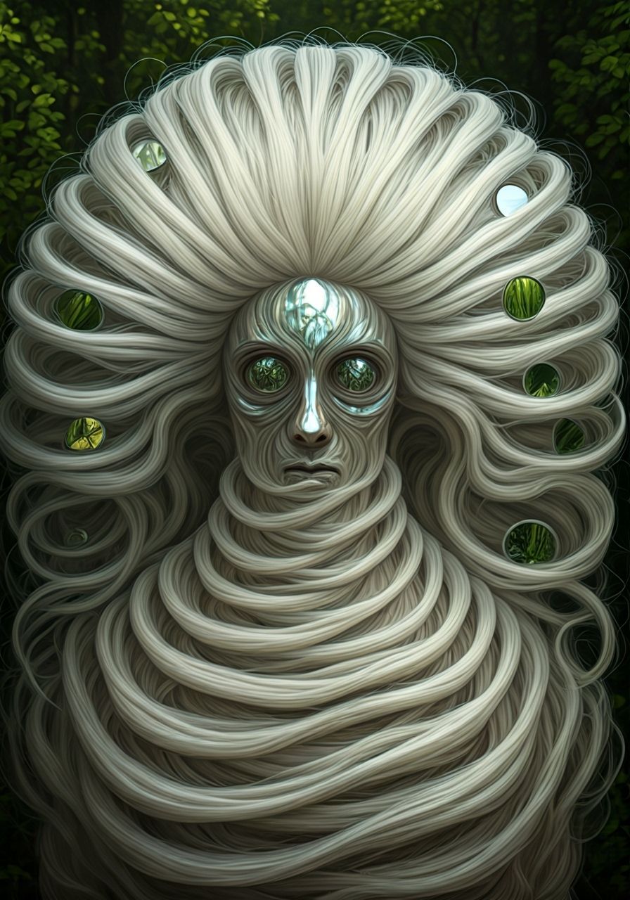 Mirrors on Nature Mock Her Embodied Ivory-White Hair