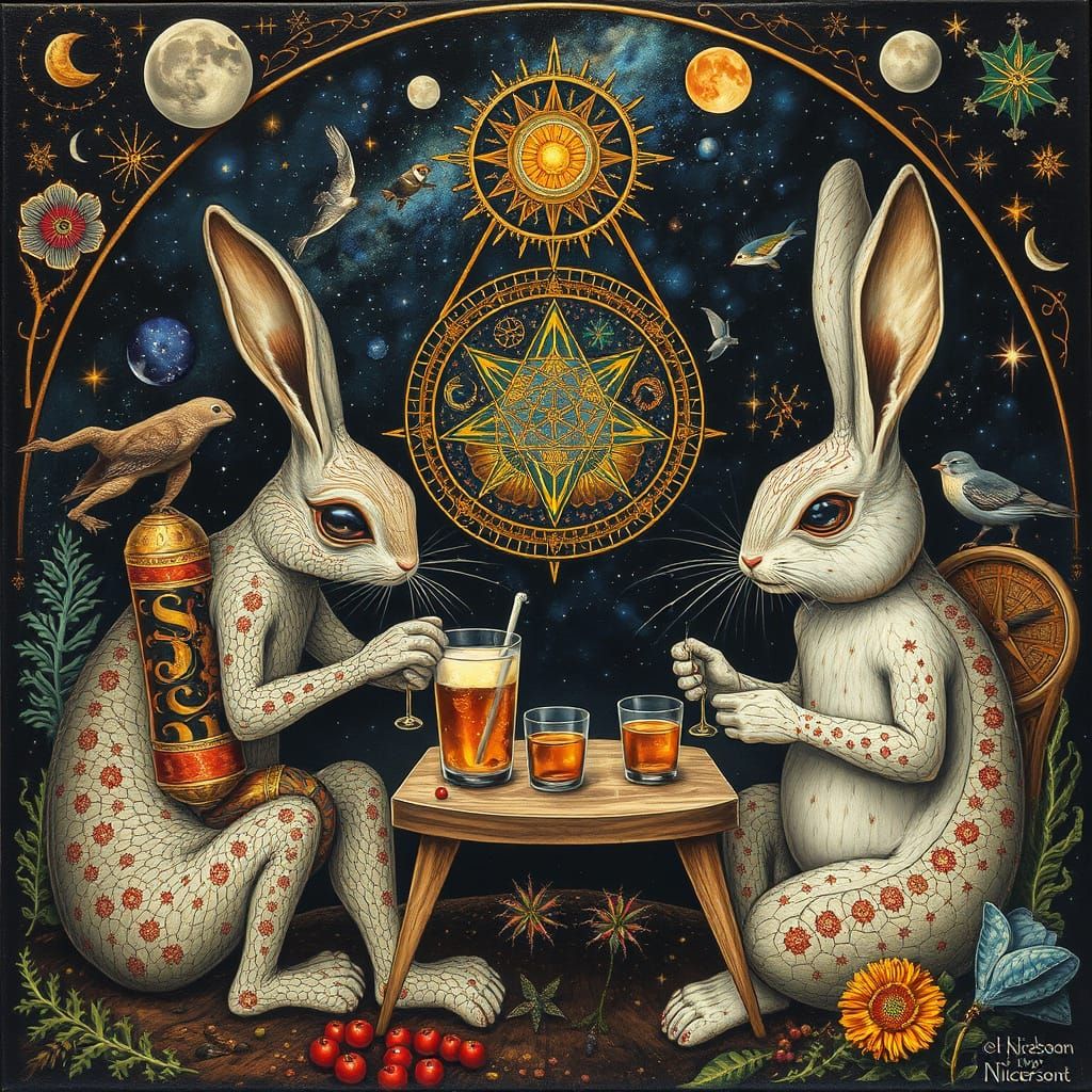 Psychedelic Sacred Geometry Utopia in Bosch Style