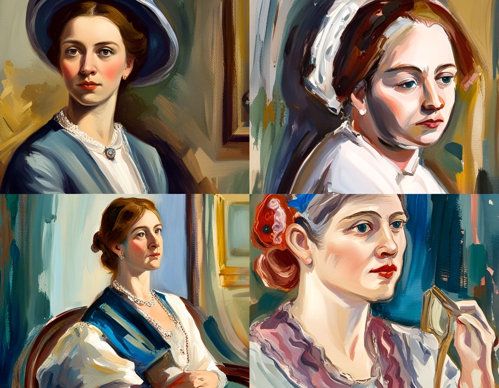 Woman in 19th Century Style as Gouache Painting