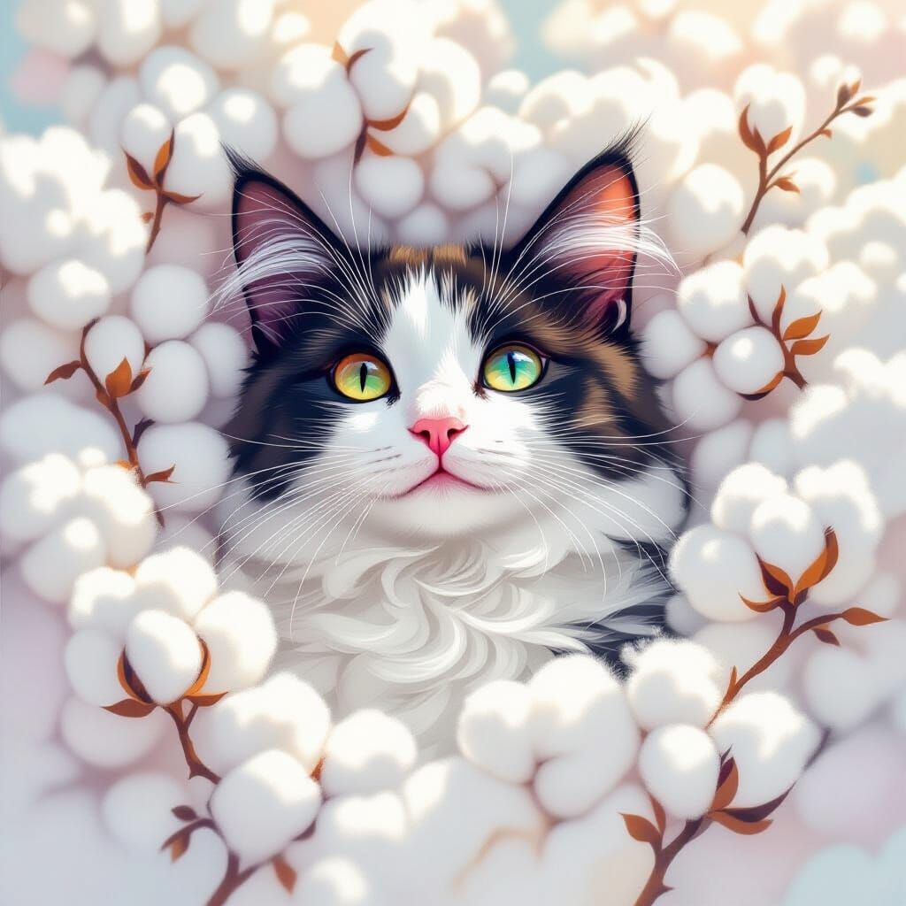 Cat in Cotton, Modern Illustration Style