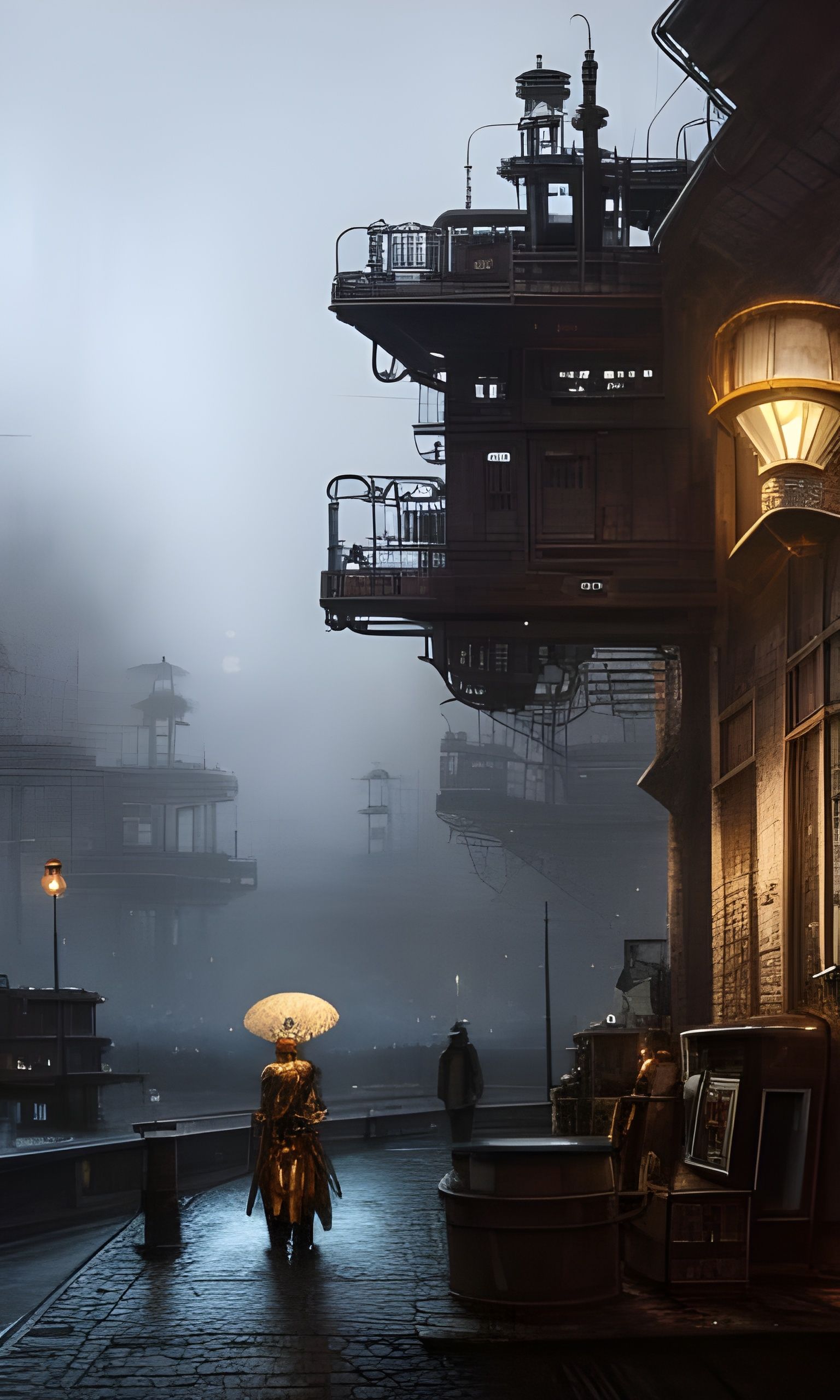 Steampunk Android in Aetherpunk Geometric Art