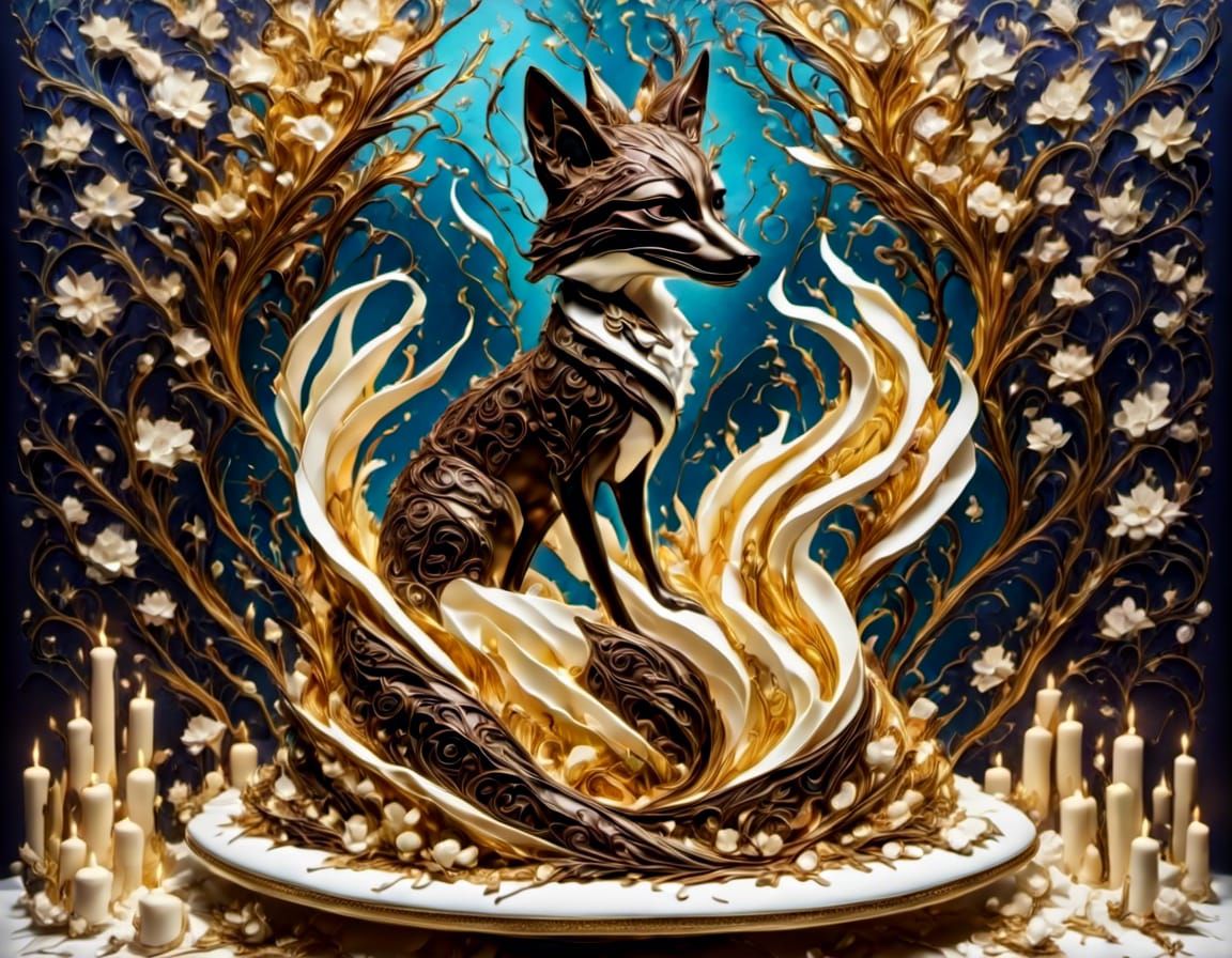 Origami Fox Cake Masterpiece with Intricate Details