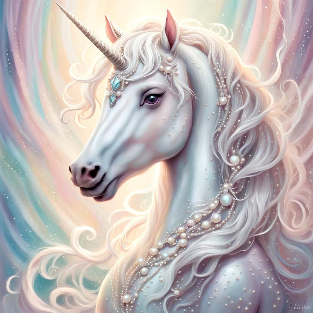 Iridescent Unicorn Fantasy Illustration