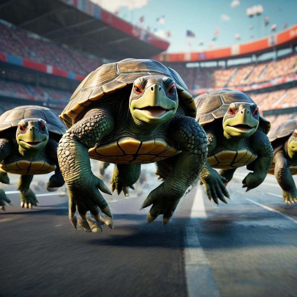 Turtles Sprint to Victory: Olympic Games in 3D