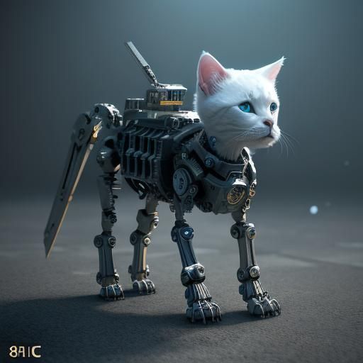 Angel Puppy and Kitten Skeletons in Sci-Fi Style