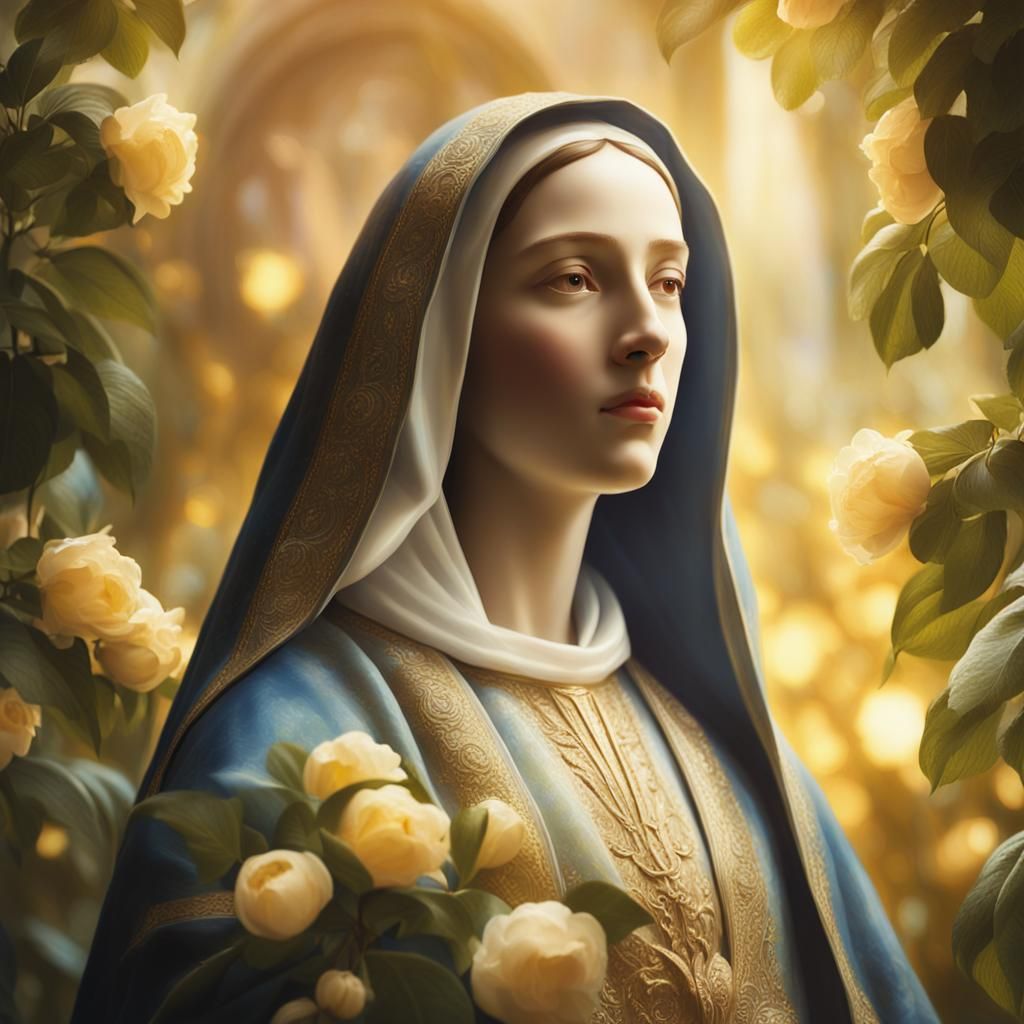 Golden Virgin in a Heavenly Garden