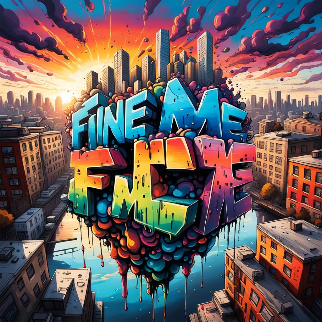 Graffiti Art: "FINE BY ME" Over Sunset City