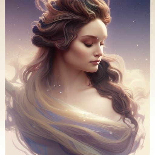 Space Goddess Portrait in Hyperdetailed Digital Art