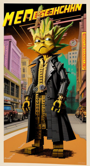 Steampunk-Inspired Masterpiece of Groot, Yoda, and Bart Simp...