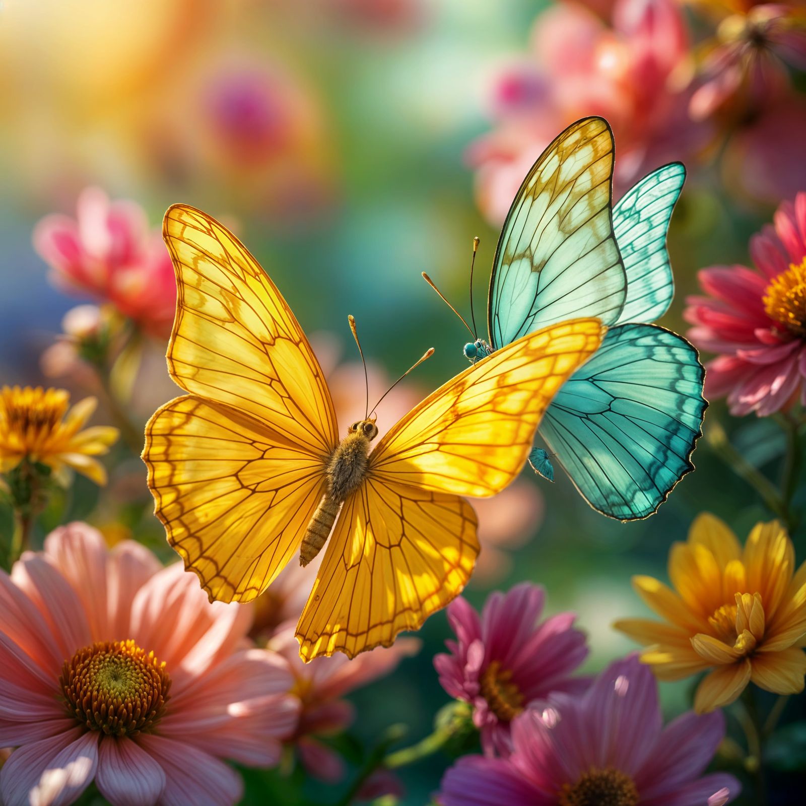 Vibrant Butterflies in Blossoming Paradise