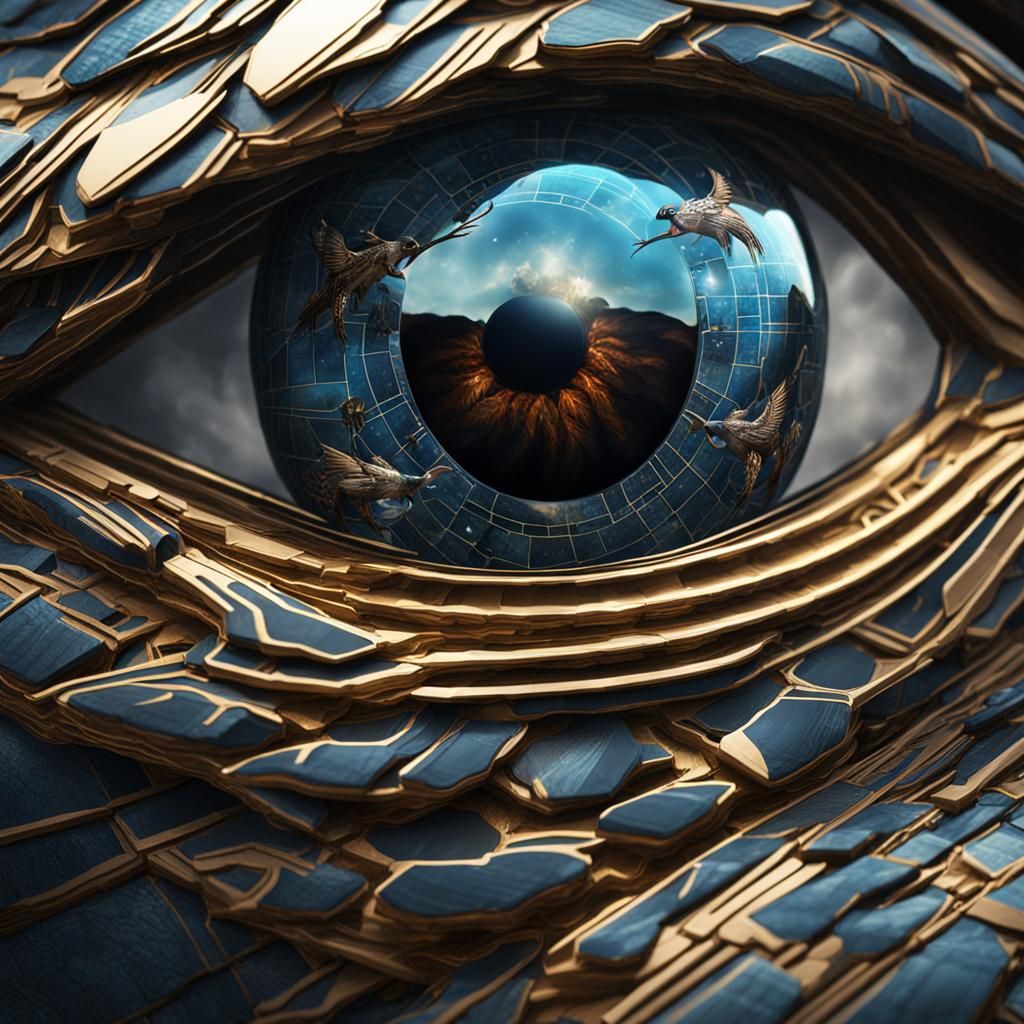 Falcon Eye Reflecting Plaid, Detailed Matte Painting