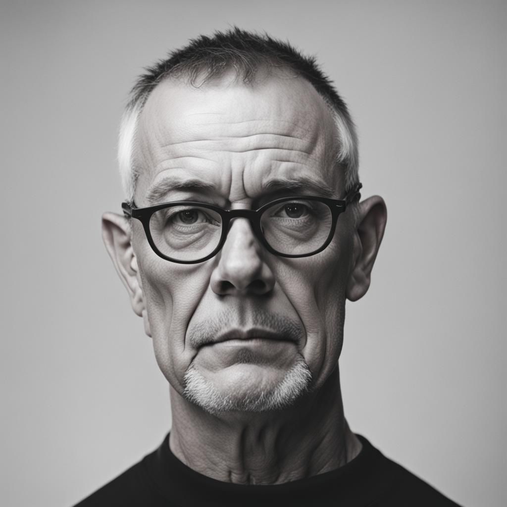 Grumpy Fit Man with Glasses, Digital Portrait