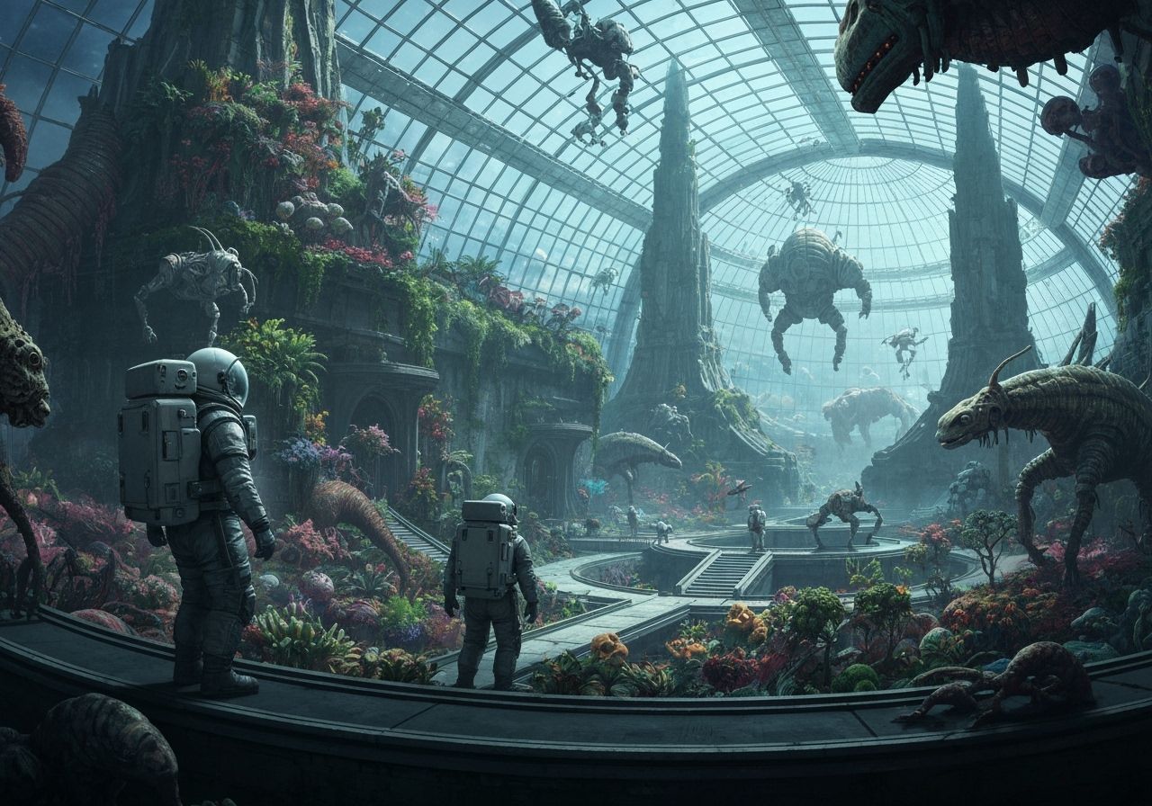 Astronauts Explore Alien Ringworld in Sci-Fi Style